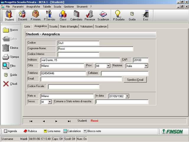 FINSON PROGETTO SCUOLA PRIVATA PER WINDOWS - schermata 1
