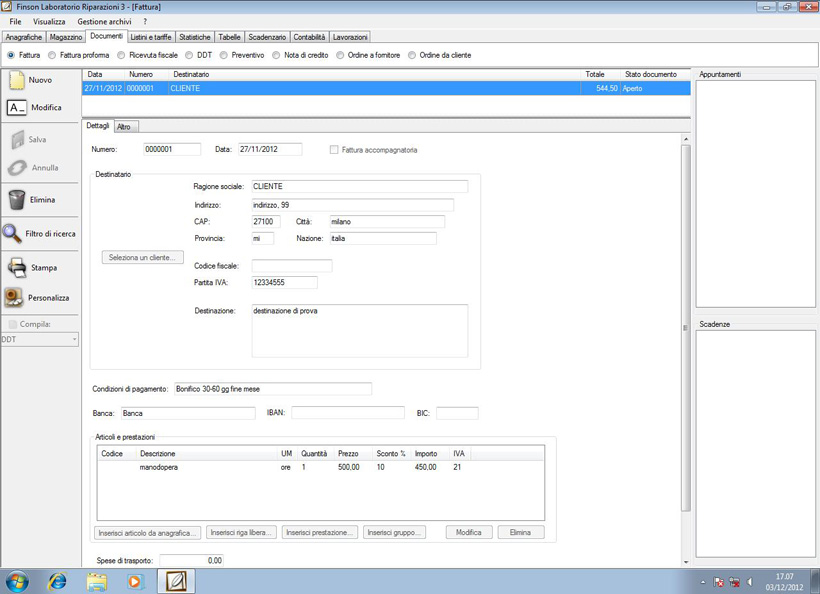 FINSON PROGETTO LABORATORIO RIPARAZIONI 3 PER WINDOWS - schermata 1