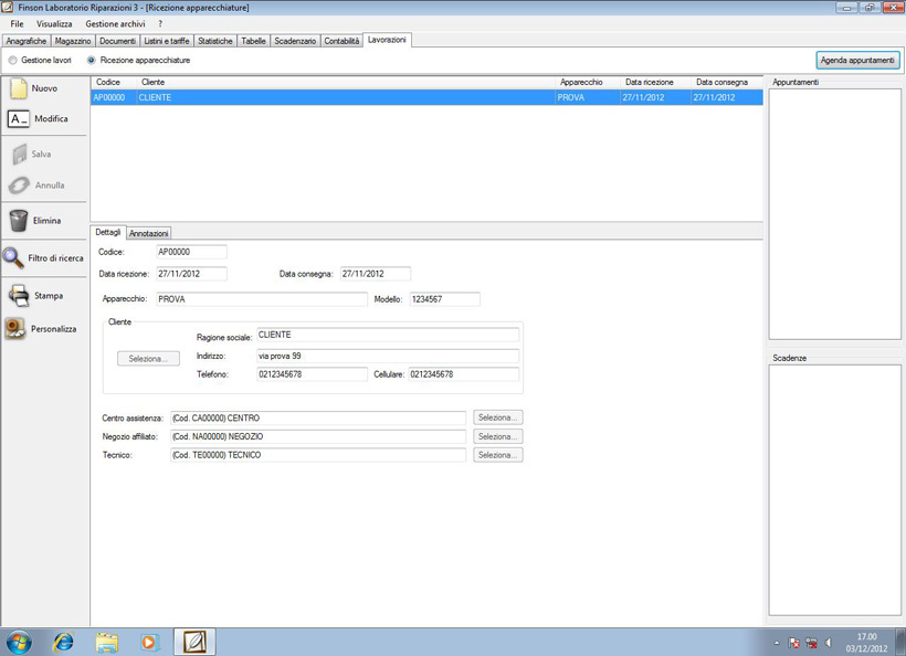 FINSON PROGETTO LABORATORIO RIPARAZIONI 3 PER WINDOWS - schermata 2