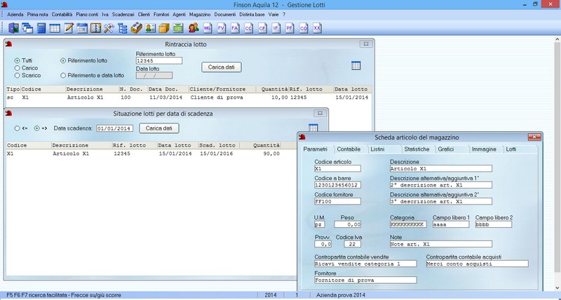 FINSON AQUILA 12 GESTIONE LOTTI PER WINDOWS - schermata 2