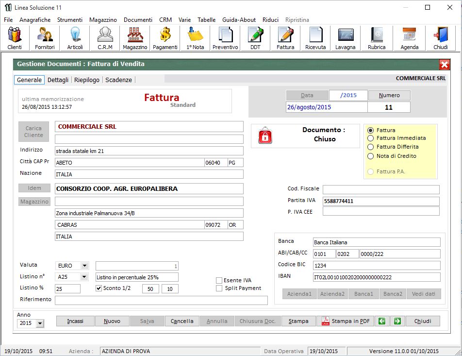 FINSON SOLUZIONE FATTURA 11 PER WINDOWS - schermata 1