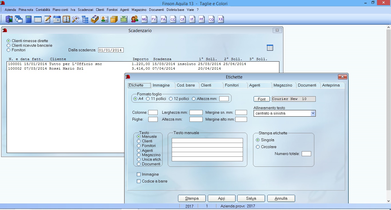 FINSON AQUILA 13 TAGLIE E COLORI PER WINDOWS - schermata 2